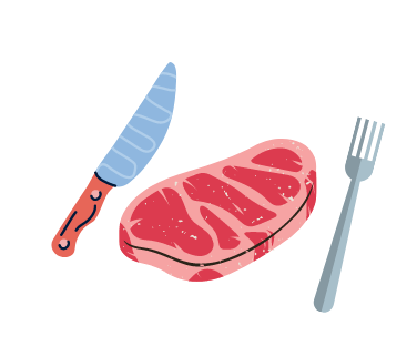 image of meat and fork and knife